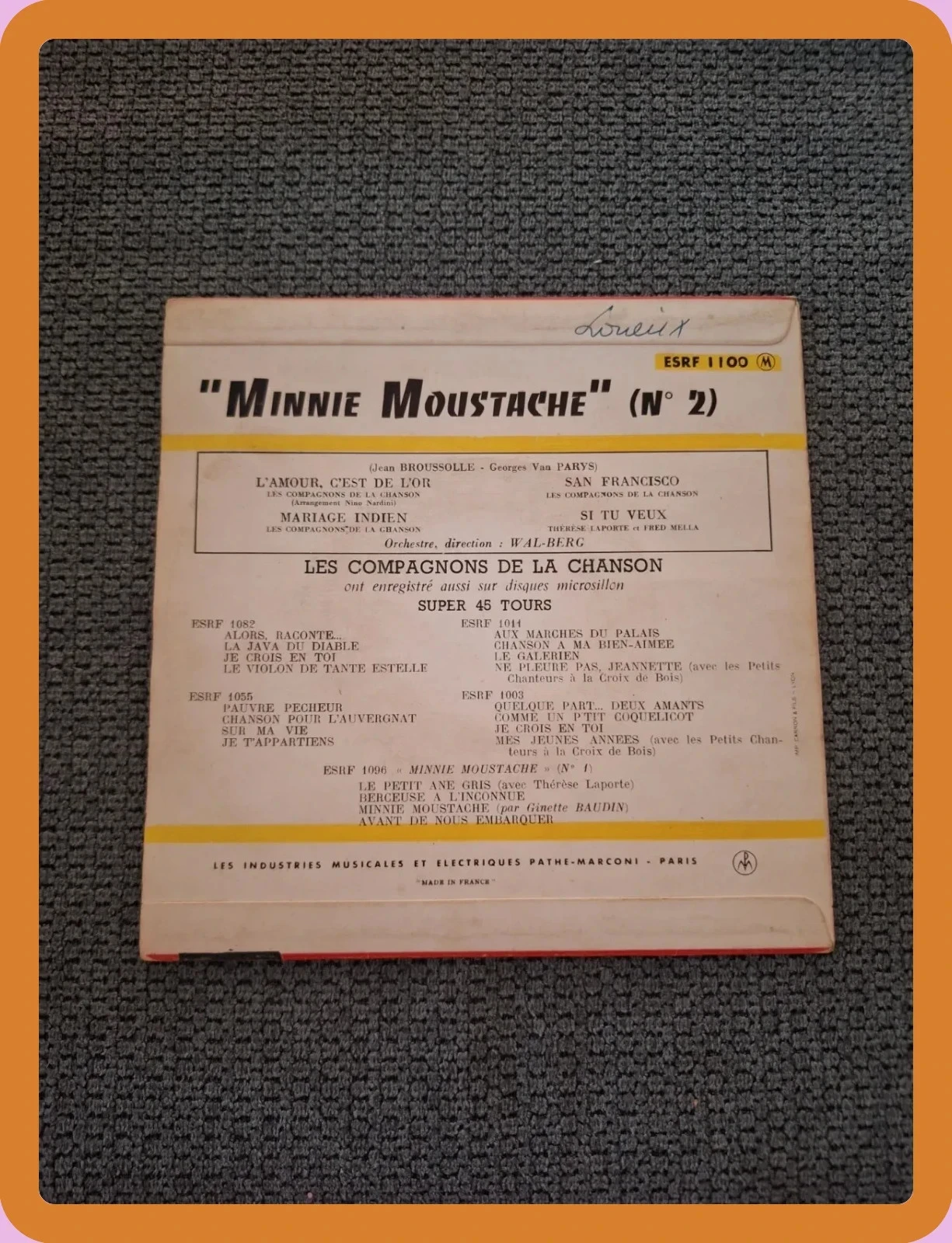 Vinyl Super 45 Toeren - Minnie Moustache (Nr. 2) - Les Compagnons de la Chanson – photo 2